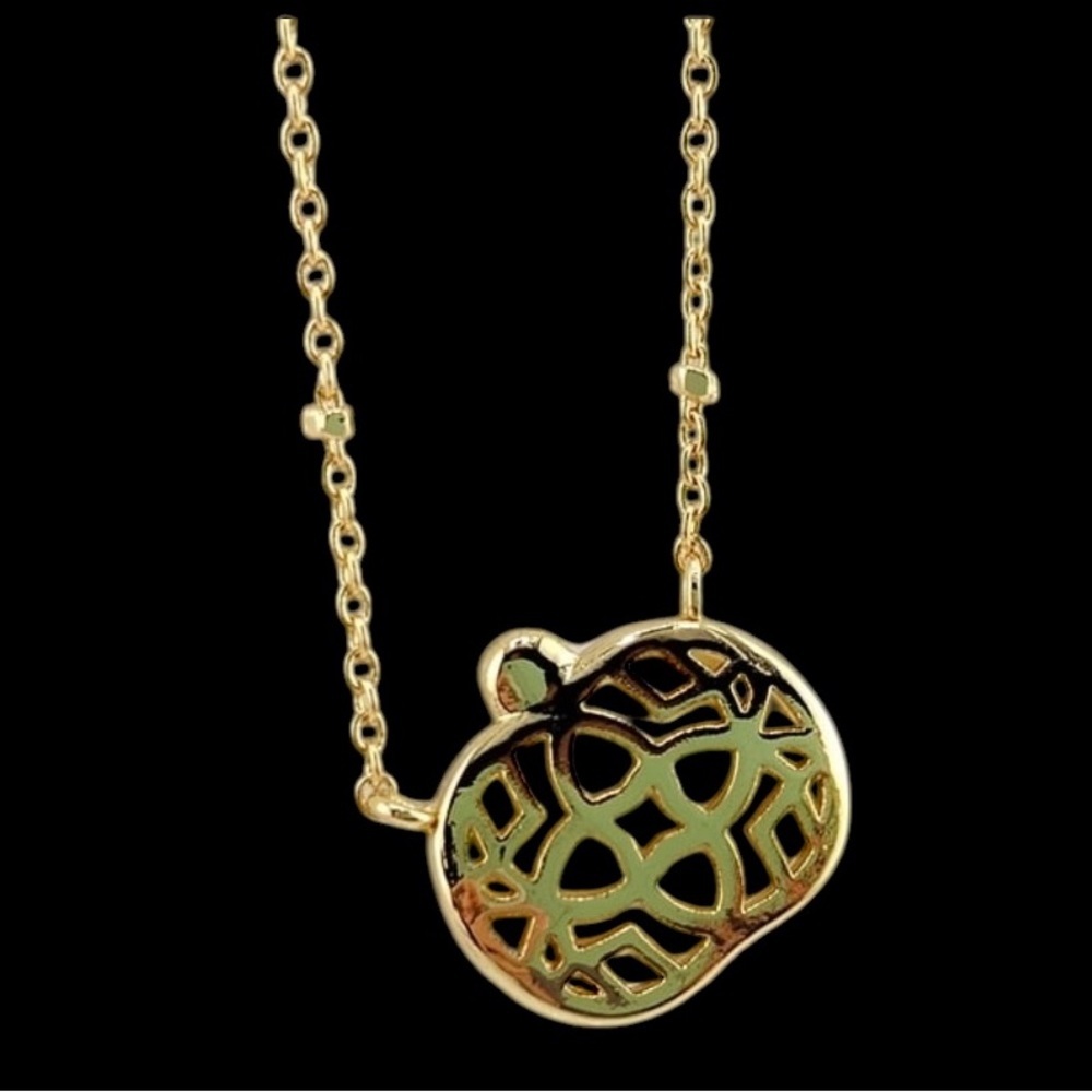 KENDRA SCOTT Autumn Fall Orange 14k Gold Pumpkin Jack-o-Lantern Necklace NEW NWT - Picture 5 of 5